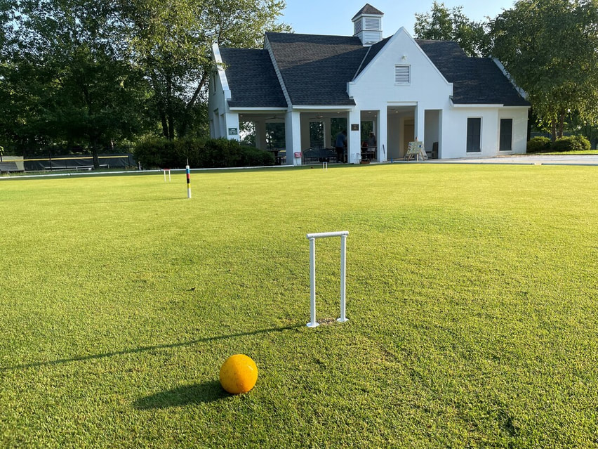 Croquet ball approaching wicket at The Springs Croquet Club
